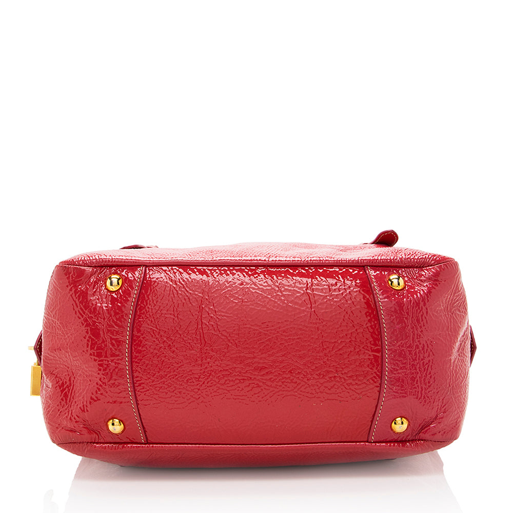 Prada Crinkled Patent Leather Satchel - FINAL - Rovelle Bags