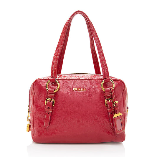 Prada Crinkled Patent Leather Satchel - FINAL - Rovelle Bags