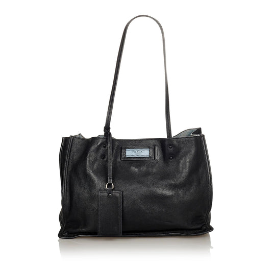 Prada Etiquette Leather Tote Bag Style 5 - Rovelle Bags