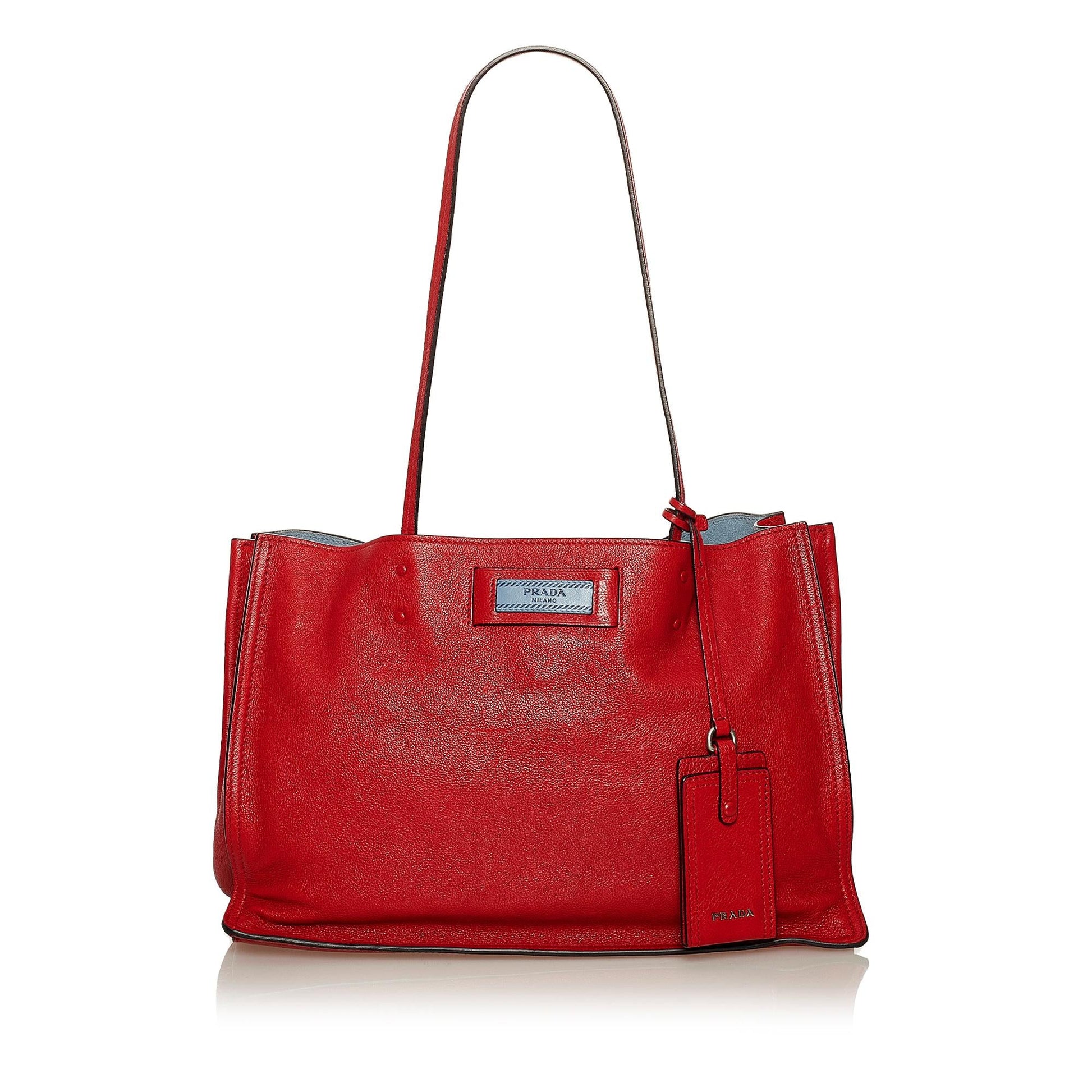 Prada Etiquette Leather Tote Bag Style 4 - Rovelle Bags