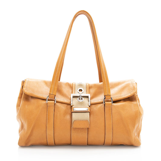 Prada Leather Buckle Shoulder Bag - Rovelle Bags