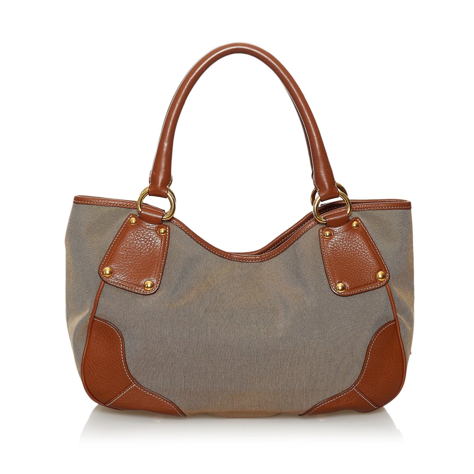 Prada Logo Canvas Shoulder Bag - Rovelle Bags
