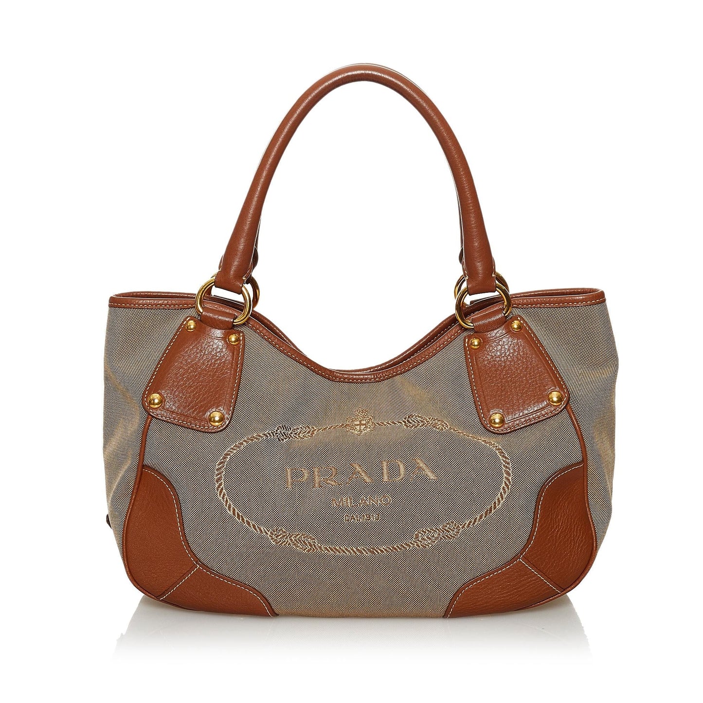 Prada Logo Canvas Shoulder Bag - Rovelle Bags