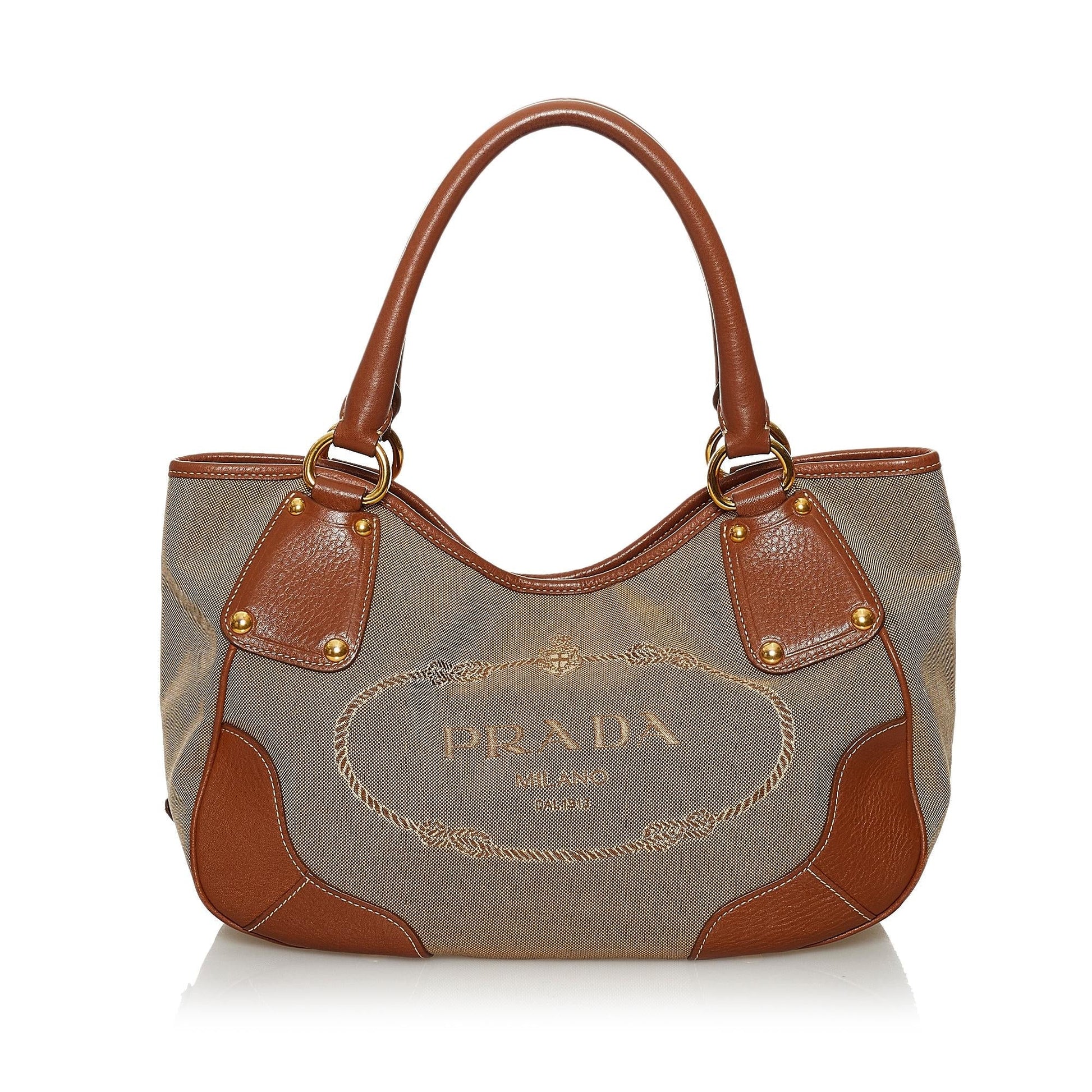 Prada Logo Canvas Shoulder Bag - Rovelle Bags