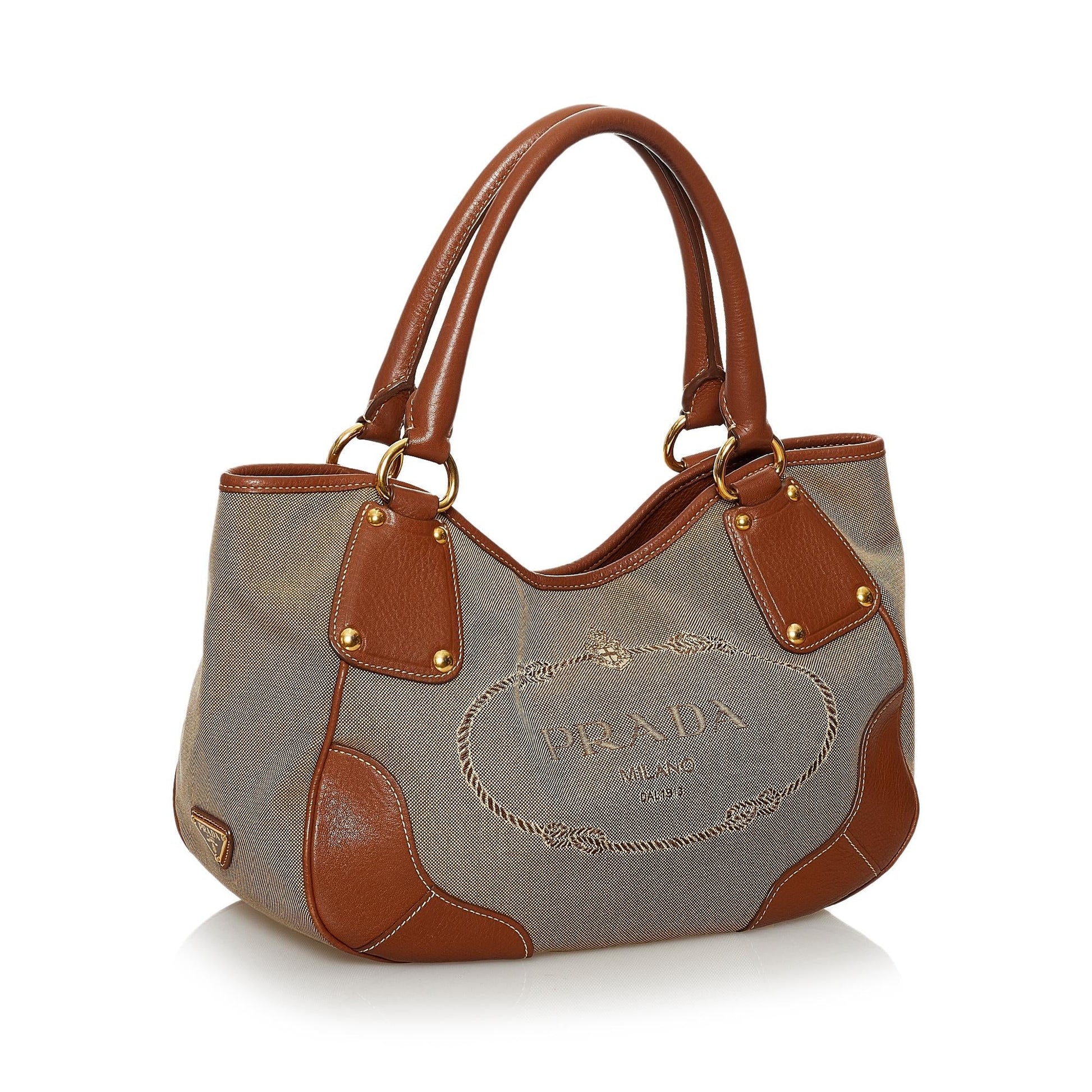 Prada Logo Canvas Shoulder Bag - Rovelle Bags