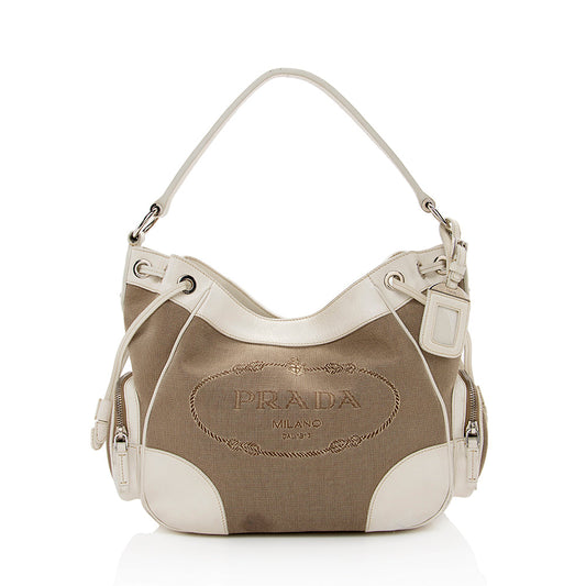 Prada Logo Jacquard Hobo Hobo Bag - Rovelle Bags