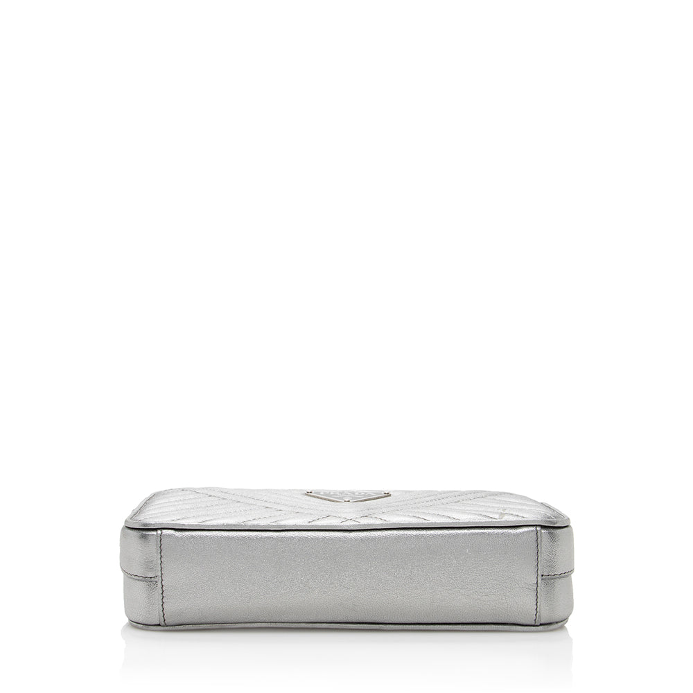 Prada Metallic Leather Diagramme Mini Shoulder Bag - Rovelle Bags