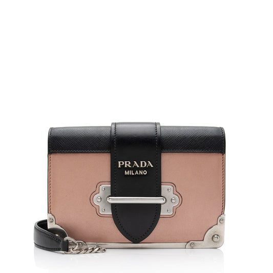 Prada Metallic Saffiano Cahier Shoulder Bag - Rovelle Bags