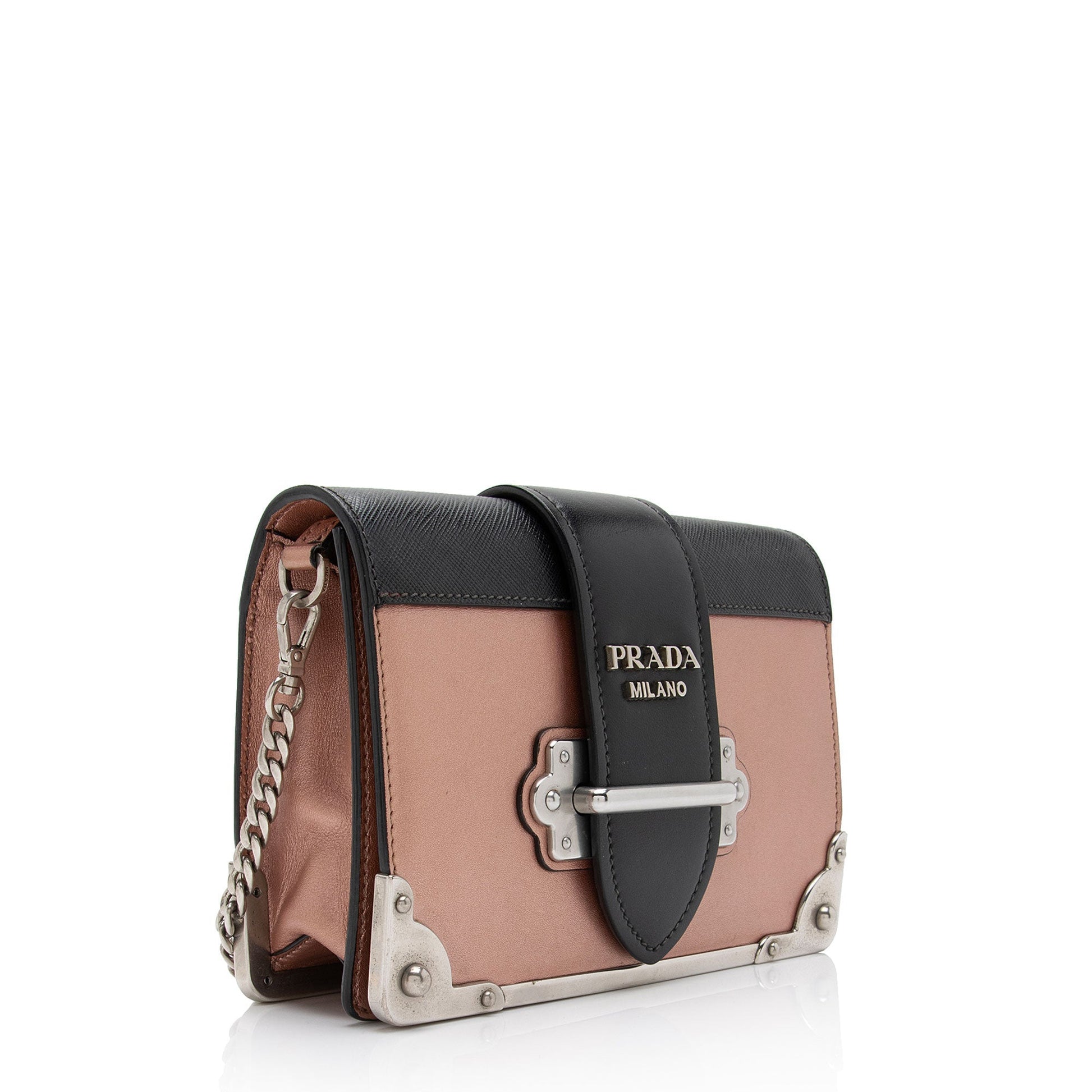 Prada Metallic Saffiano Cahier Shoulder Bag - Rovelle Bags