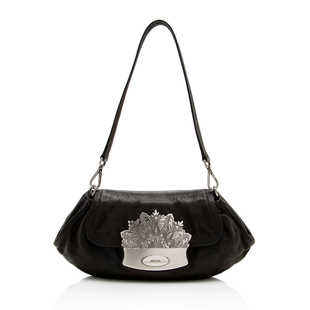 Prada Nappa Embellished Pushlock Shoulder Bag - Rovelle Bags