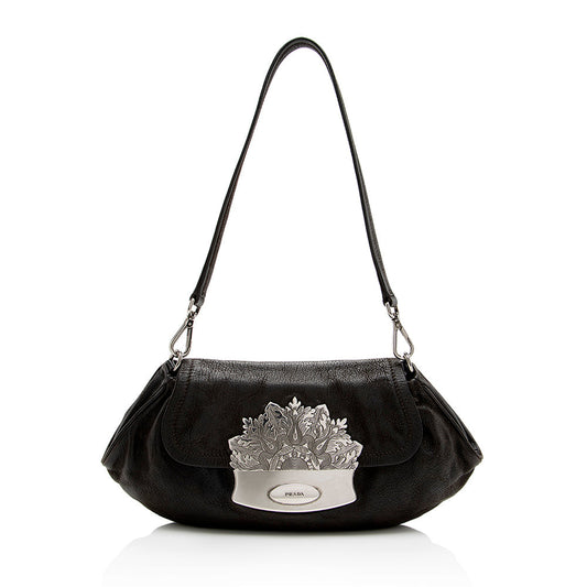 Prada Nappa Embellished Pushlock Shoulder Bag - Rovelle Bags