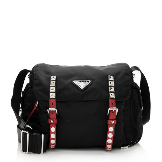 Prada New Vela Studded Messenger Bag - FINAL - Rovelle Bags