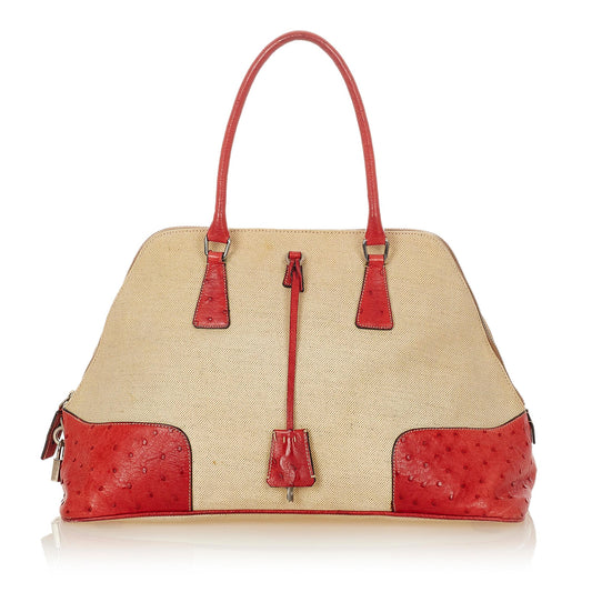 Prada Ostrich Trimmed Dome Handbag - Rovelle Bags