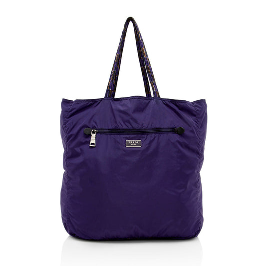 Prada Patterned Reversible Tessuto Tote - Rovelle Bags