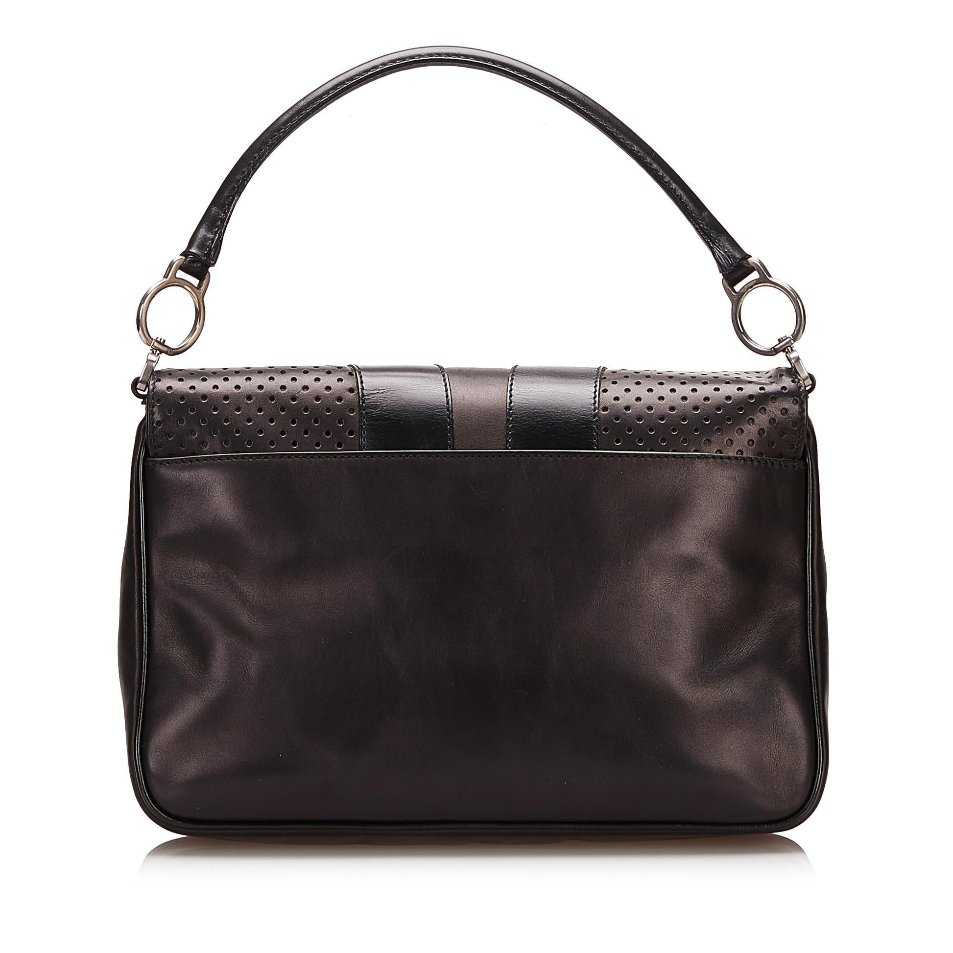 Prada Perforated Leather Top Handle Bag - Rovelle Bags