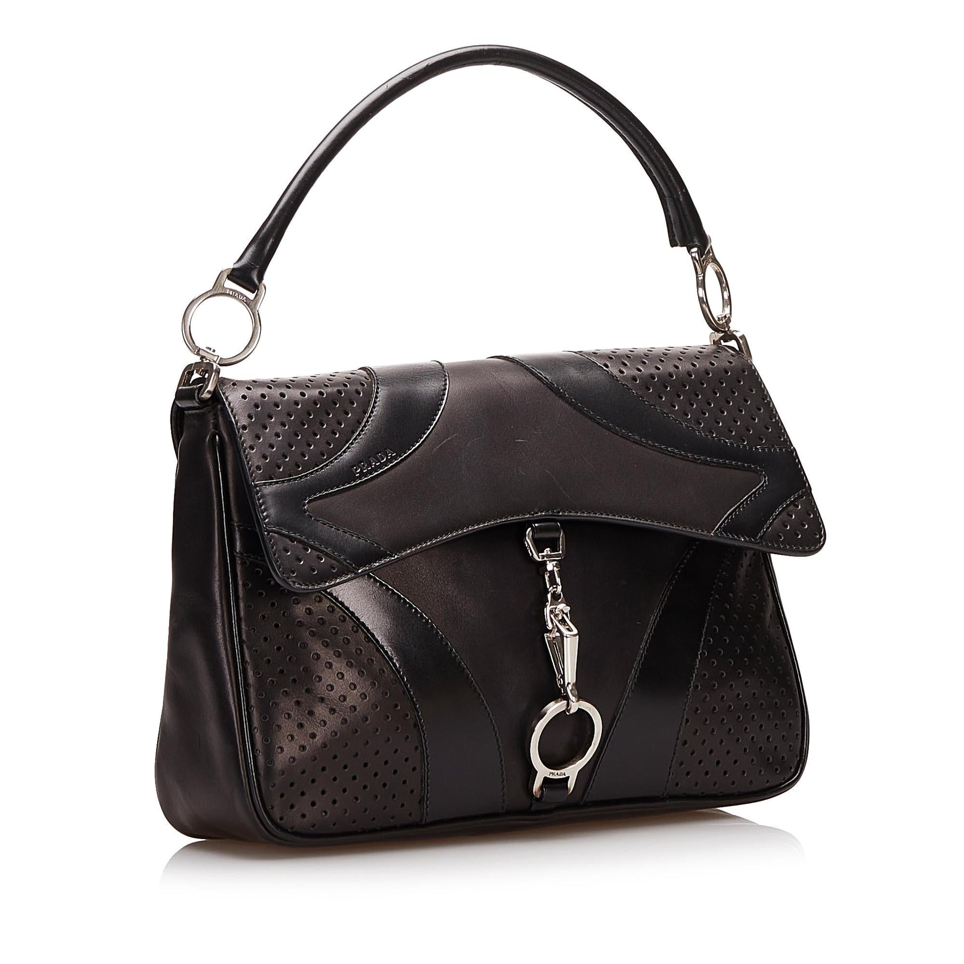Prada Perforated Leather Top Handle Bag - Rovelle Bags