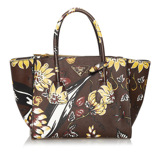 Prada Printed City Calf Double Zip Satchel - Rovelle Bags