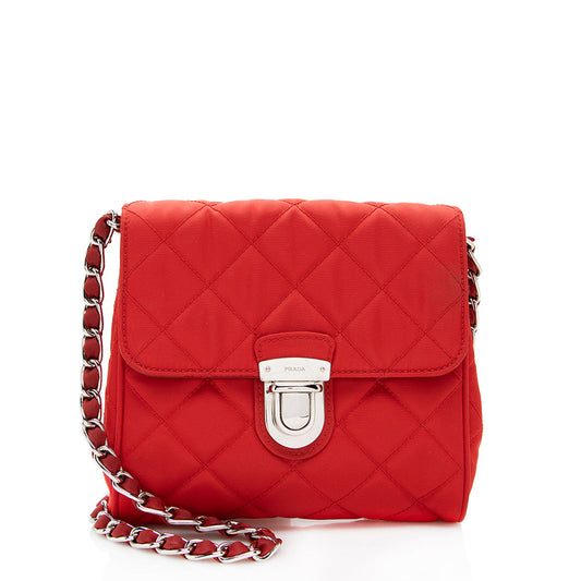 Prada Quilted Tessuto Chain Crossbody Bag - Rovelle Bags