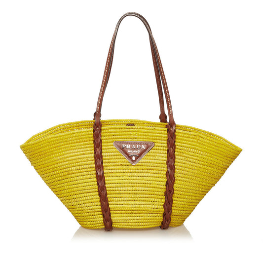 Prada Raffia Basket Tote Handbag - Rovelle Bags