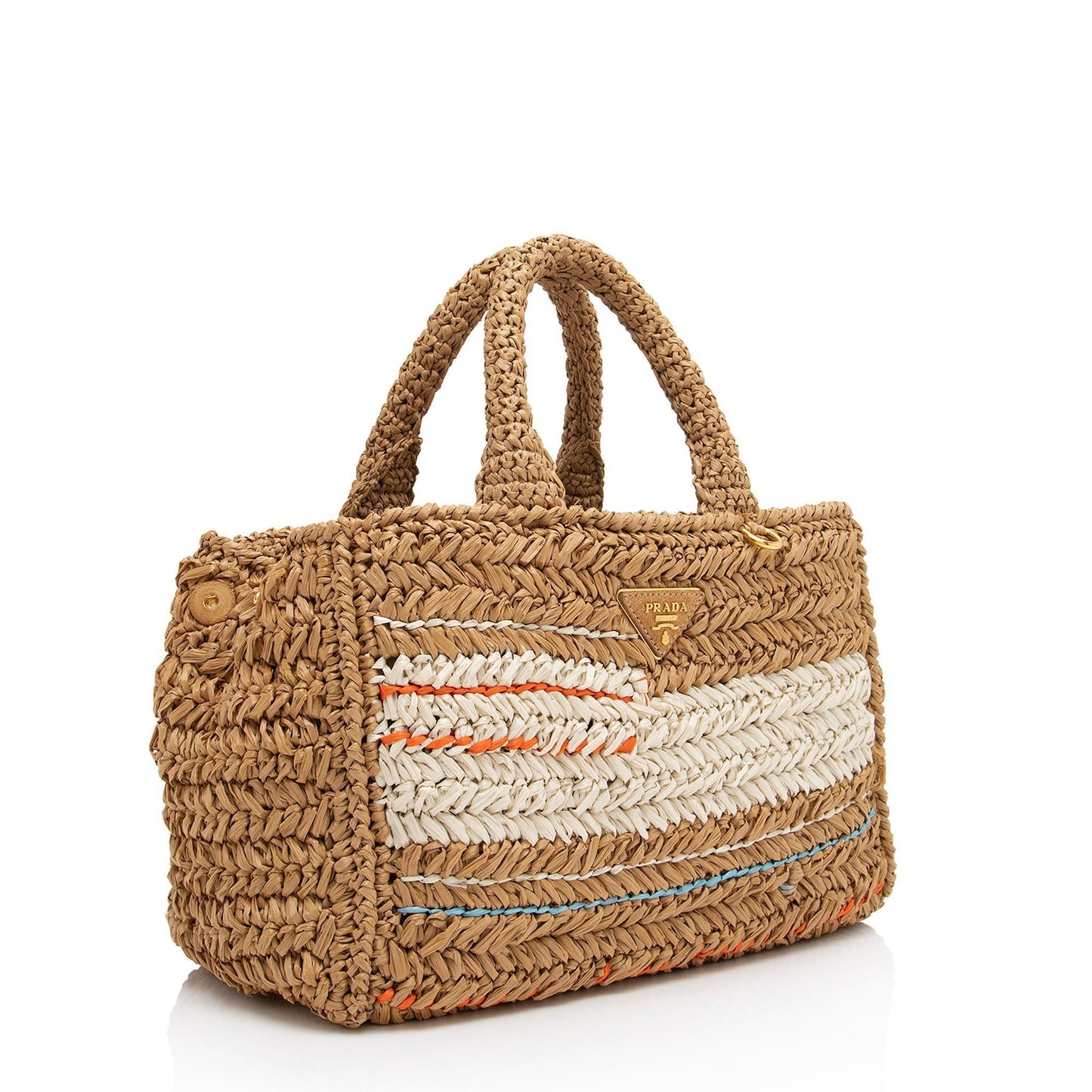 Prada Raffia Canapa Small Shopping Tote - Rovelle Bags