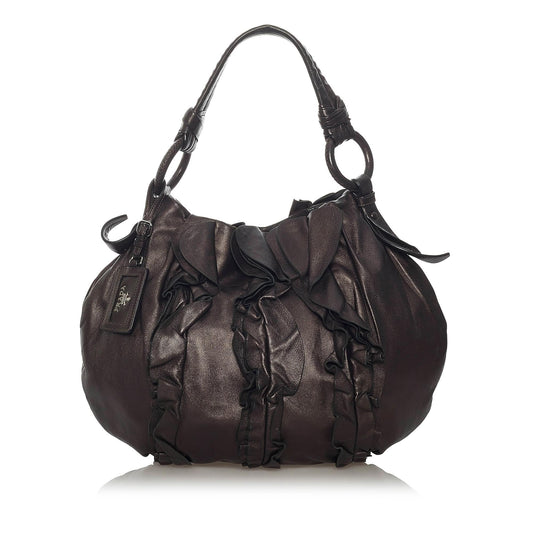 Prada Ruffled Leather Tote Bag - Rovelle Bags