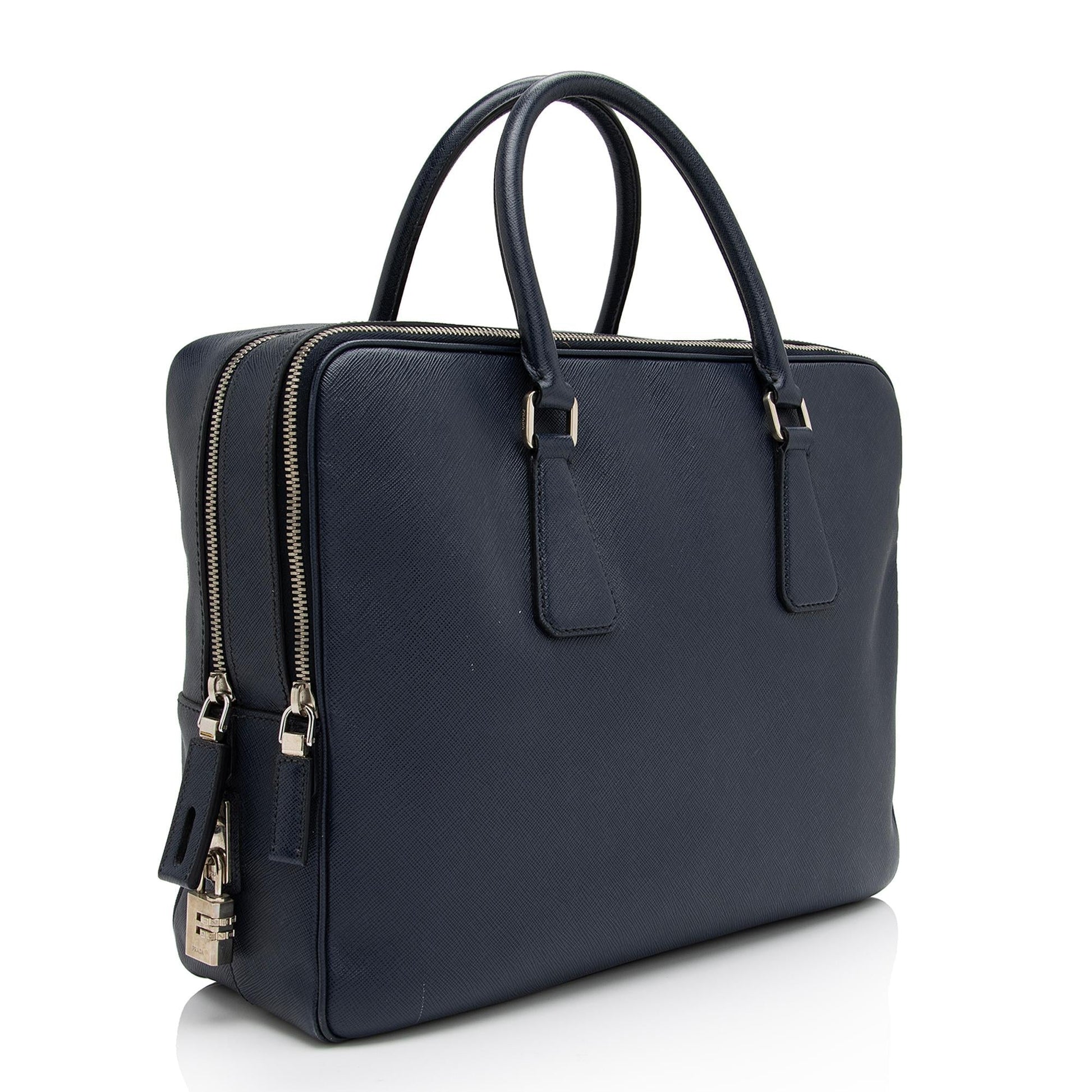 Prada Saffiano Borsa Da Viaggio Travel Briefcase Handbag - Rovelle Bags