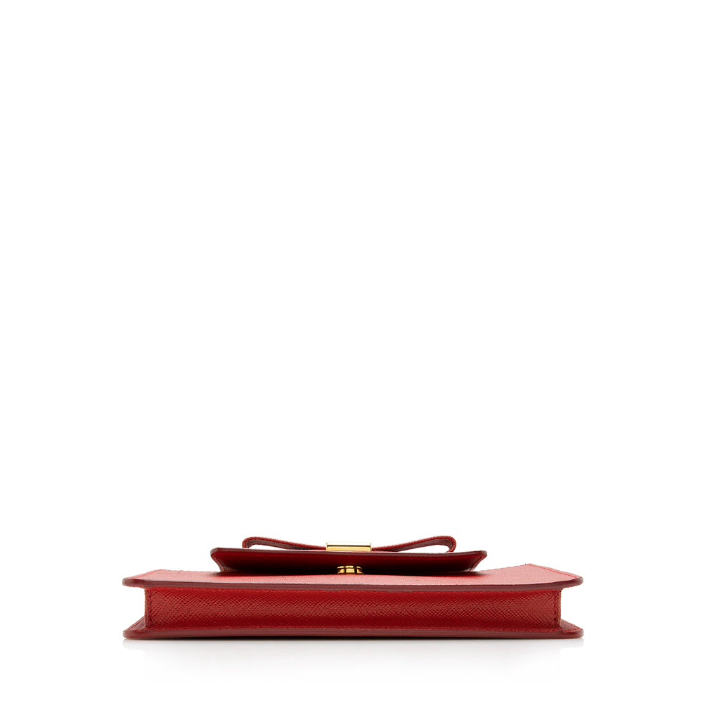 Prada Saffiano Bow Chain Phone Crossbody Bag - Rovelle Bags