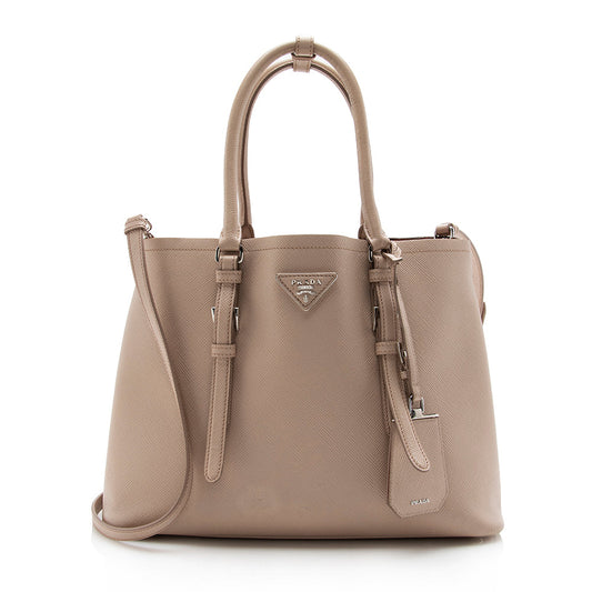 Prada Saffiano Cuir Double Handle Medium Tote - FINAL - Rovelle Bags