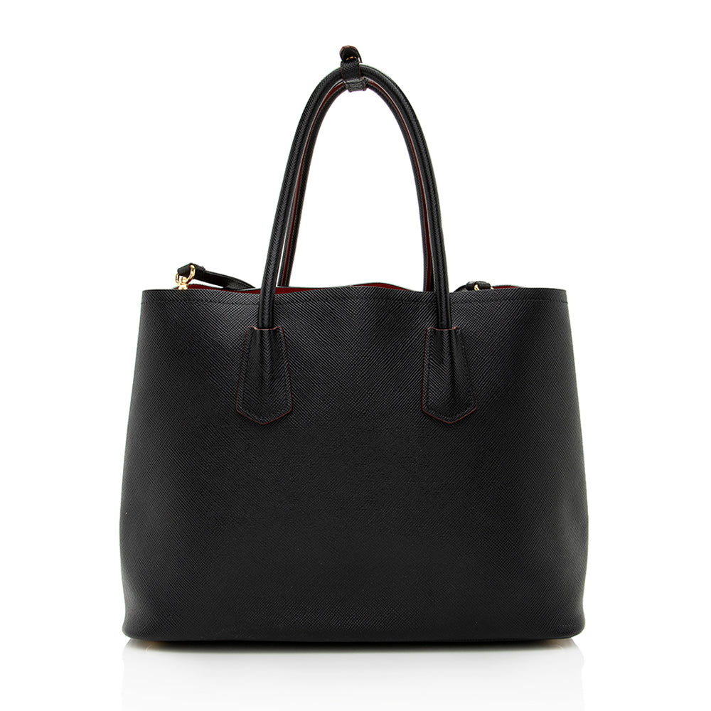 Prada Saffiano Cuir Double Handle Medium Tote - Rovelle Bags