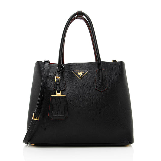 Prada Saffiano Cuir Double Handle Medium Tote - Rovelle Bags