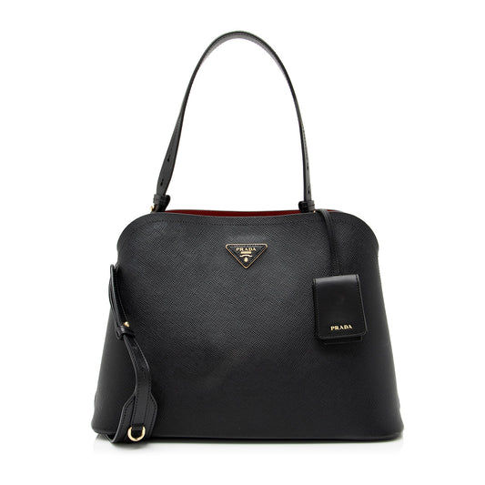 Prada Saffiano Cuir Leather Matinee Shoulder Bag - Rovelle Bags