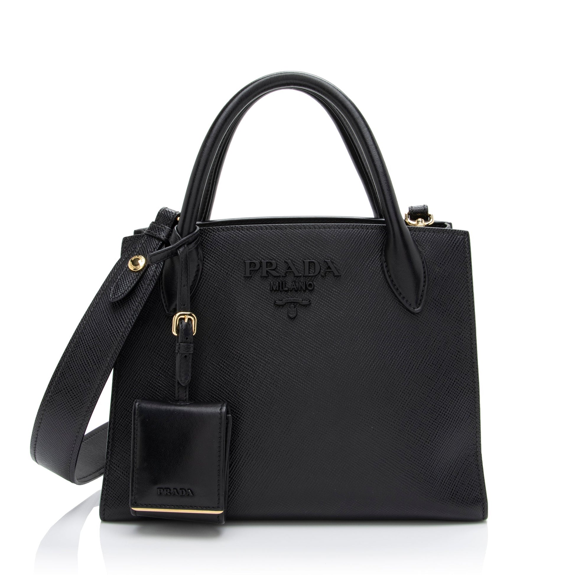 Prada Saffiano Cuir Leather Monochrome Small Tote - Rovelle Bags