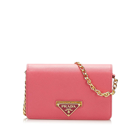 Prada Saffiano Flip Lock Wallet on Chain Handbag - Rovelle Bags