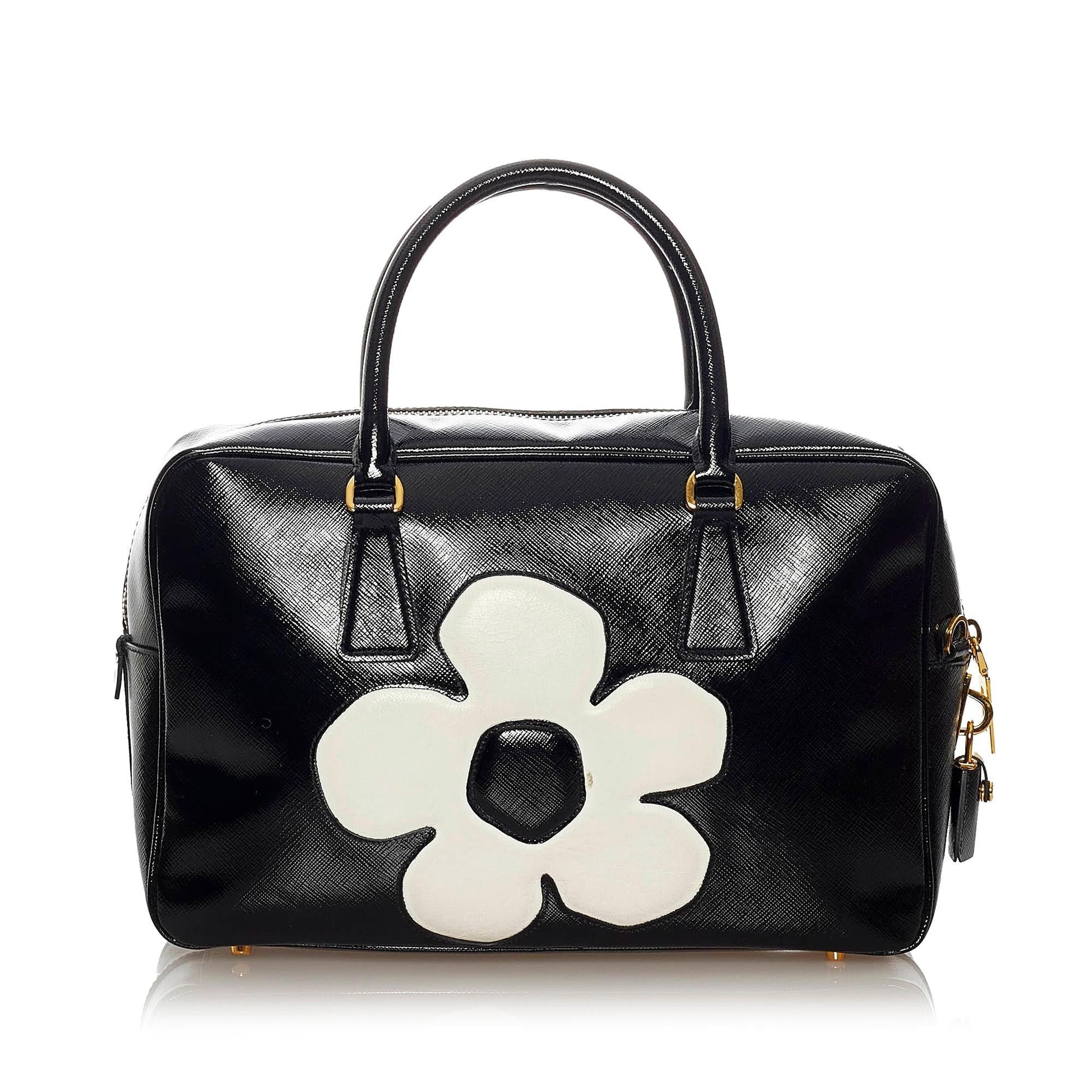 Prada Saffiano Flower Satchel - Rovelle Bags