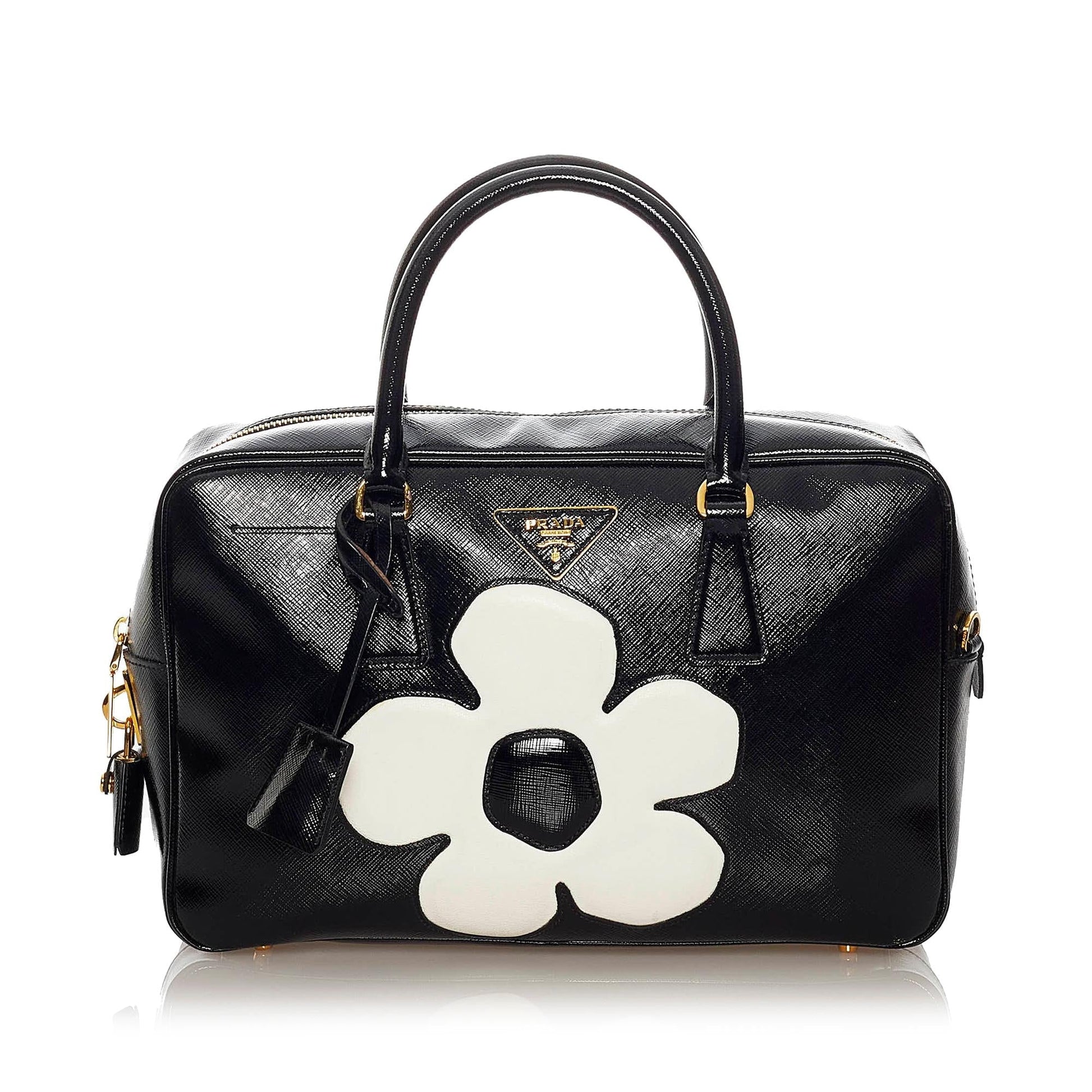 Prada Saffiano Flower Satchel - Rovelle Bags