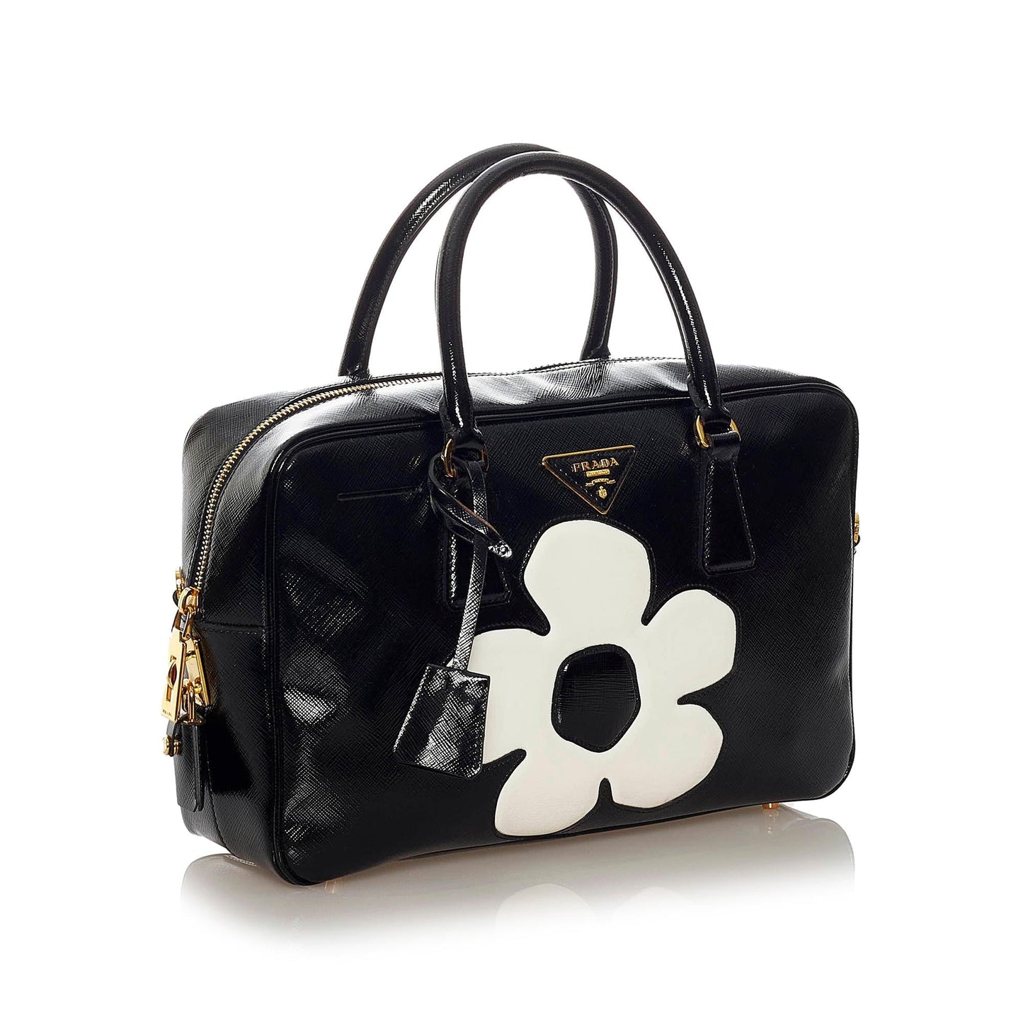 Prada Saffiano Flower Satchel - Rovelle Bags