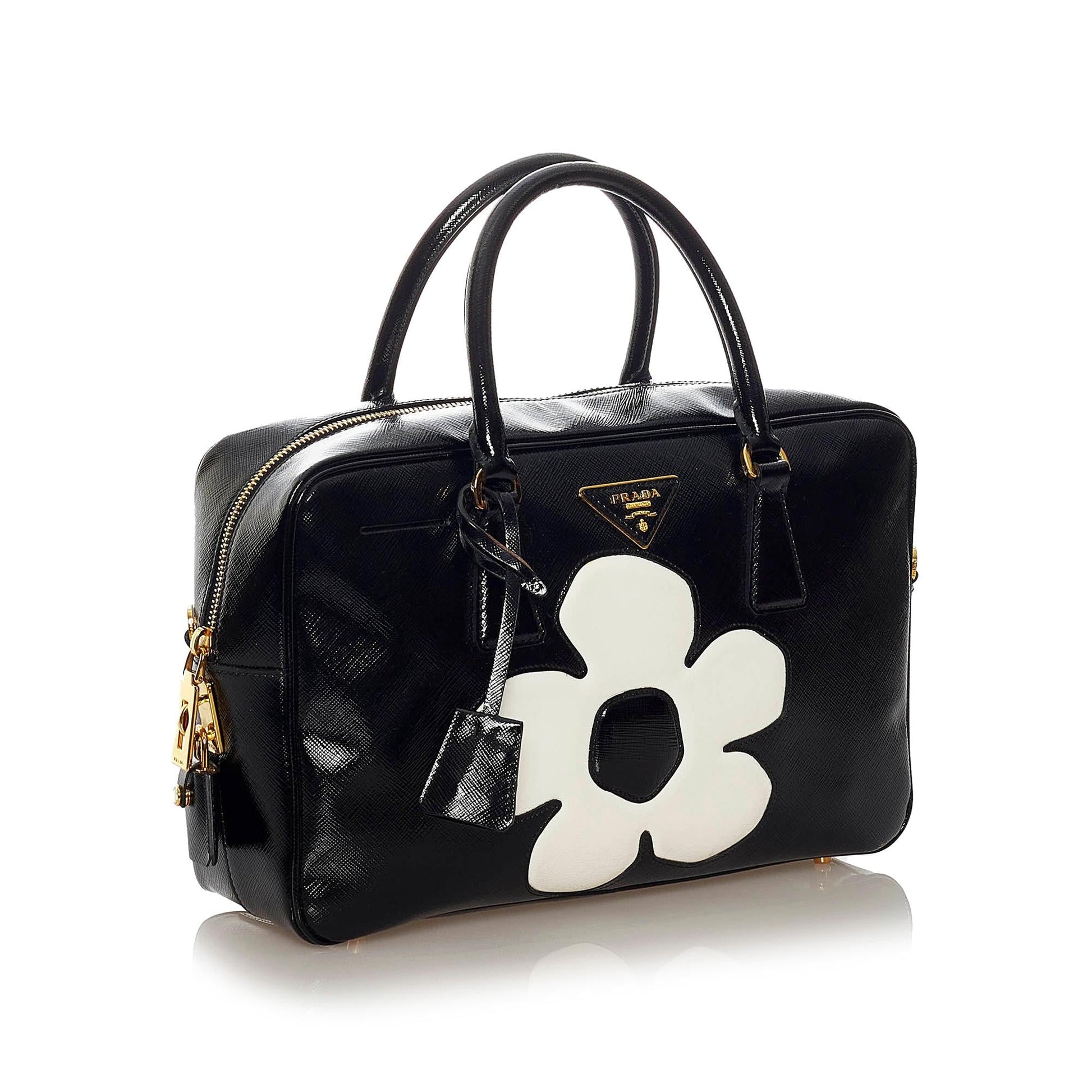 Prada Saffiano Flower Satchel - Rovelle Bags