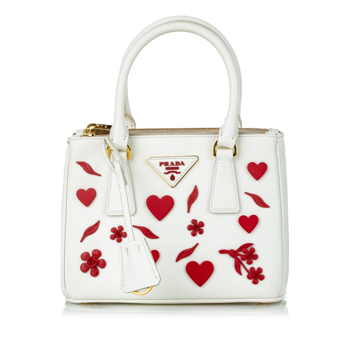 Prada Saffiano Galleria Heart Double Zip Handbag - Rovelle Bags