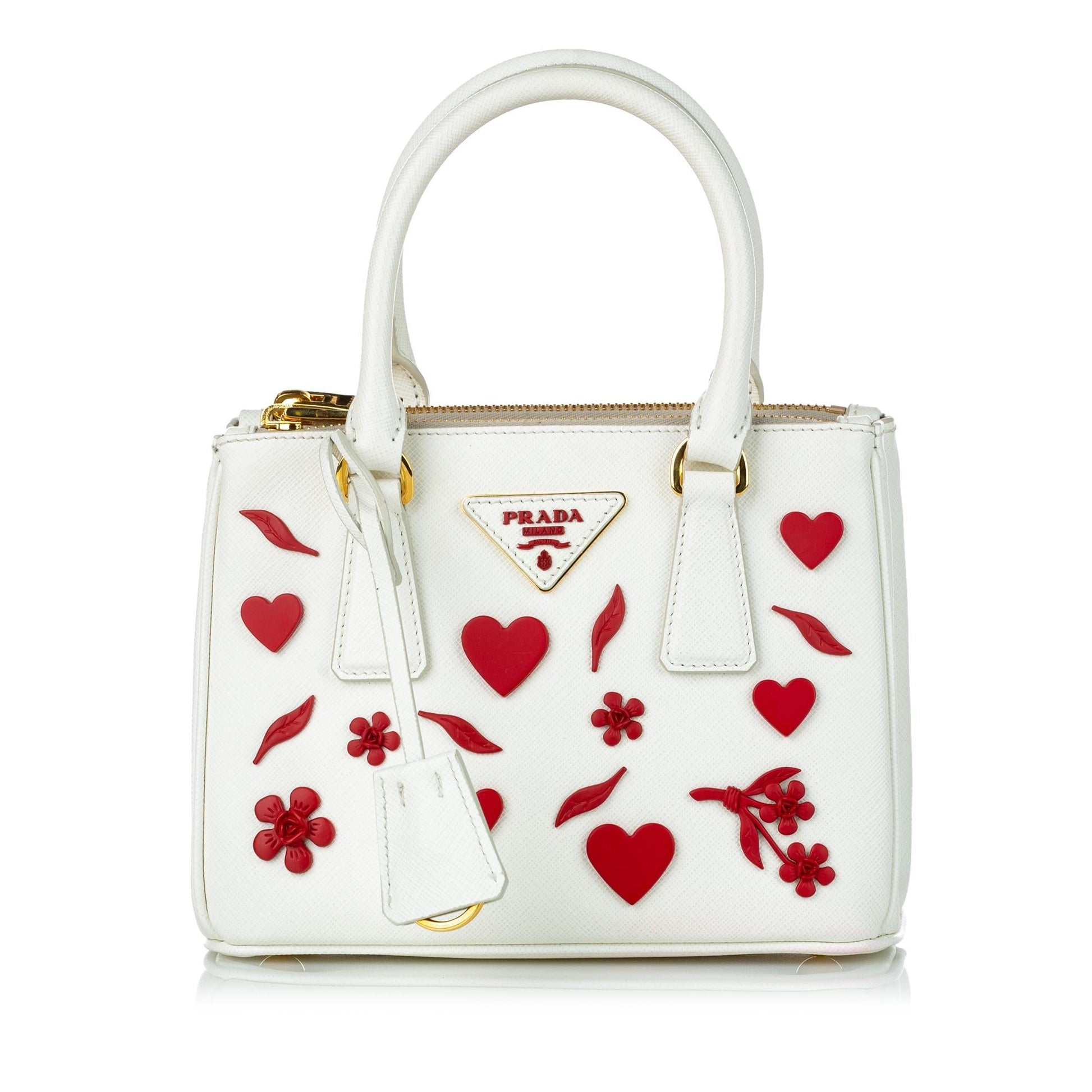Prada Saffiano Galleria Heart Double Zip Handbag - Rovelle Bags