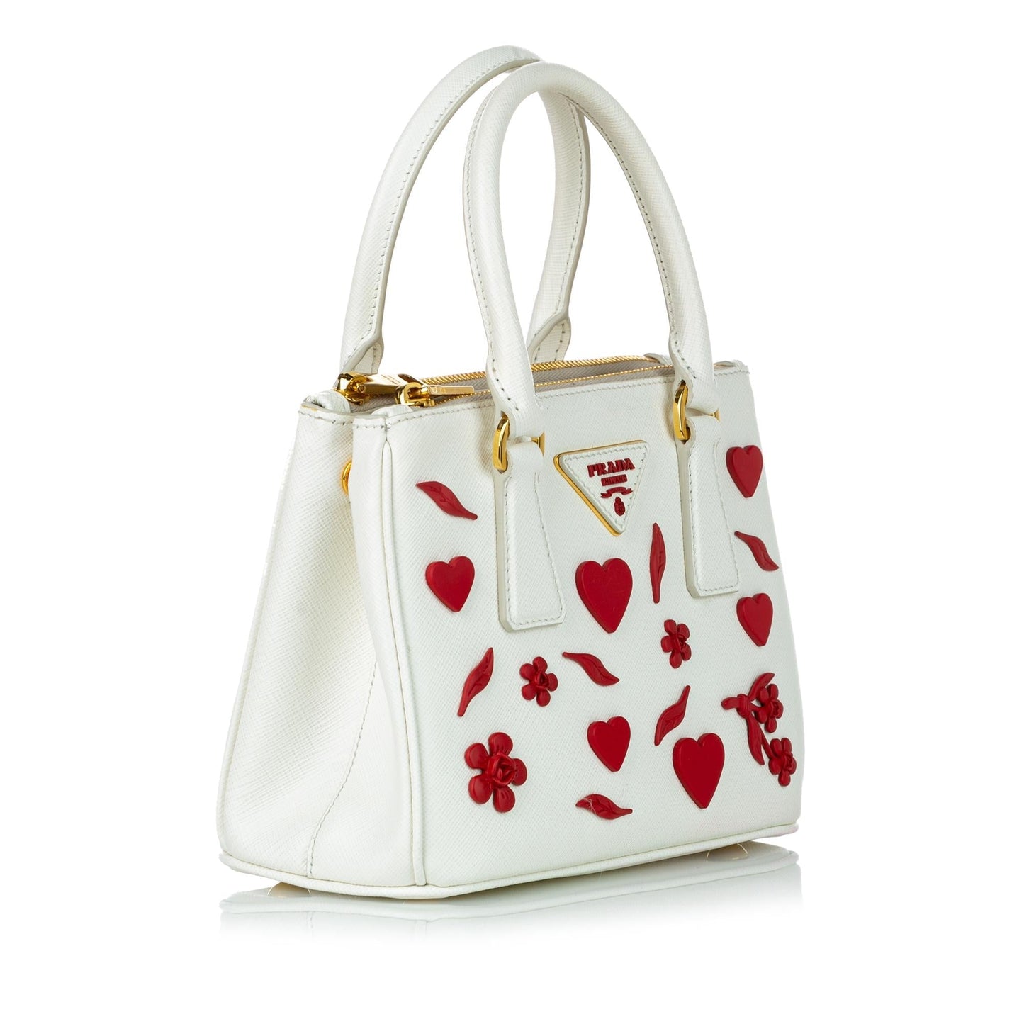Prada Saffiano Galleria Heart Double Zip Handbag - Rovelle Bags