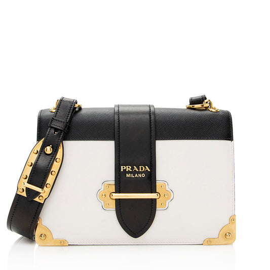 Prada Saffiano Leather Cahier Large Shoulder Bag - Rovelle Bags