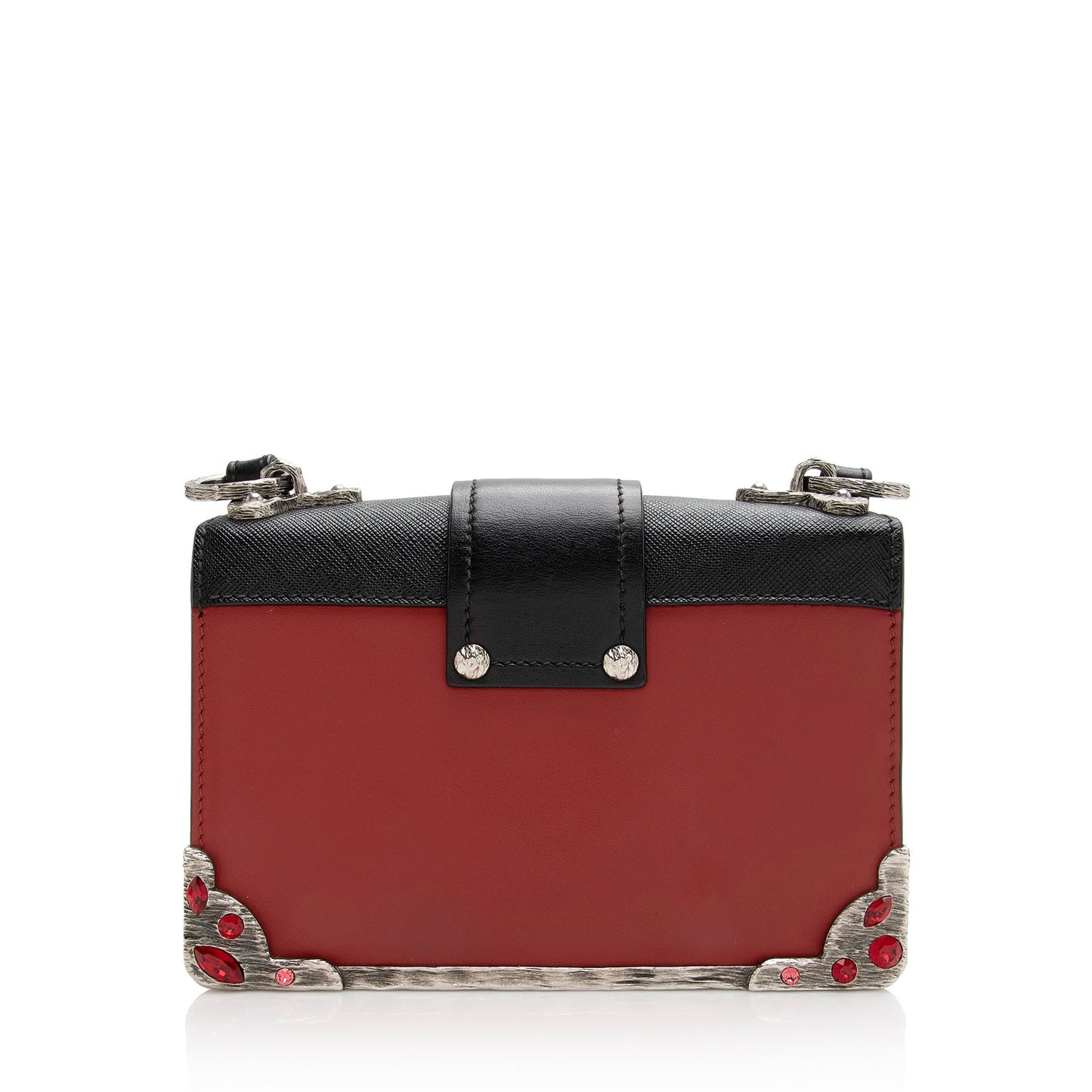 Prada Saffiano Crystal City Cahier Shoulder Bag - Rovelle Bags
