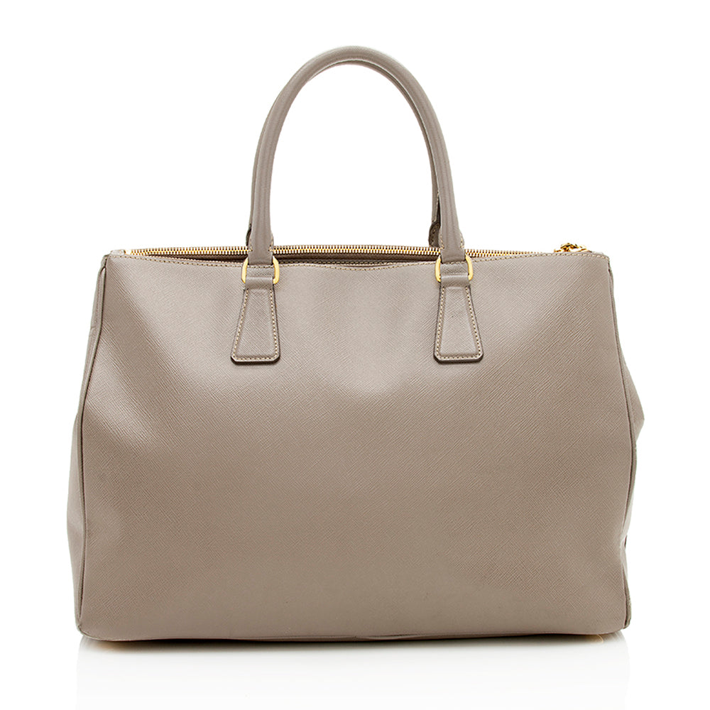 Prada Saffiano Leather Lux Double-Zip Medium Tote - Rovelle Bags