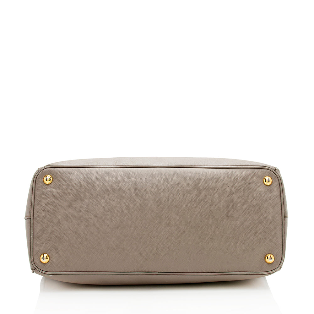 Prada Saffiano Leather Lux Double-Zip Medium Tote - Rovelle Bags