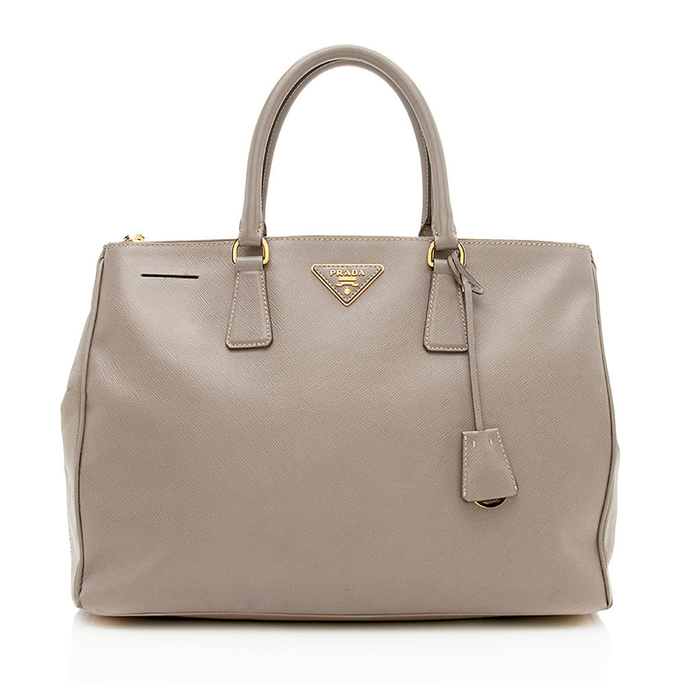 Prada Saffiano Leather Lux Double-Zip Medium Tote - Rovelle Bags