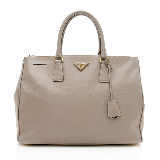 Prada Saffiano Leather Lux Double-Zip Medium Tote - Rovelle Bags
