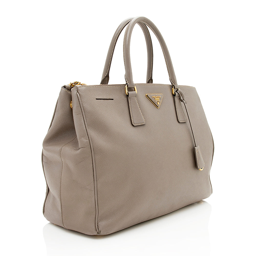Prada Saffiano Leather Lux Double-Zip Medium Tote - Rovelle Bags