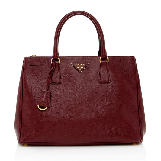 Prada Saffiano Leather Lux Double Zip Medium Tote - Rovelle Bags