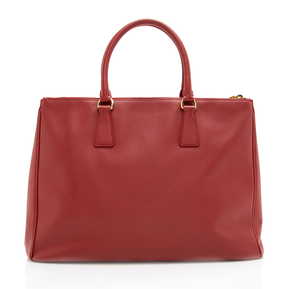 Prada Saffiano Leather Lux Double-Zip Medium Tote - FINAL - Rovelle Bags