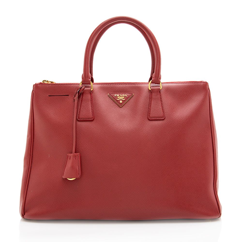 Prada Saffiano Leather Lux Double-Zip Medium Tote - FINAL - Rovelle Bags